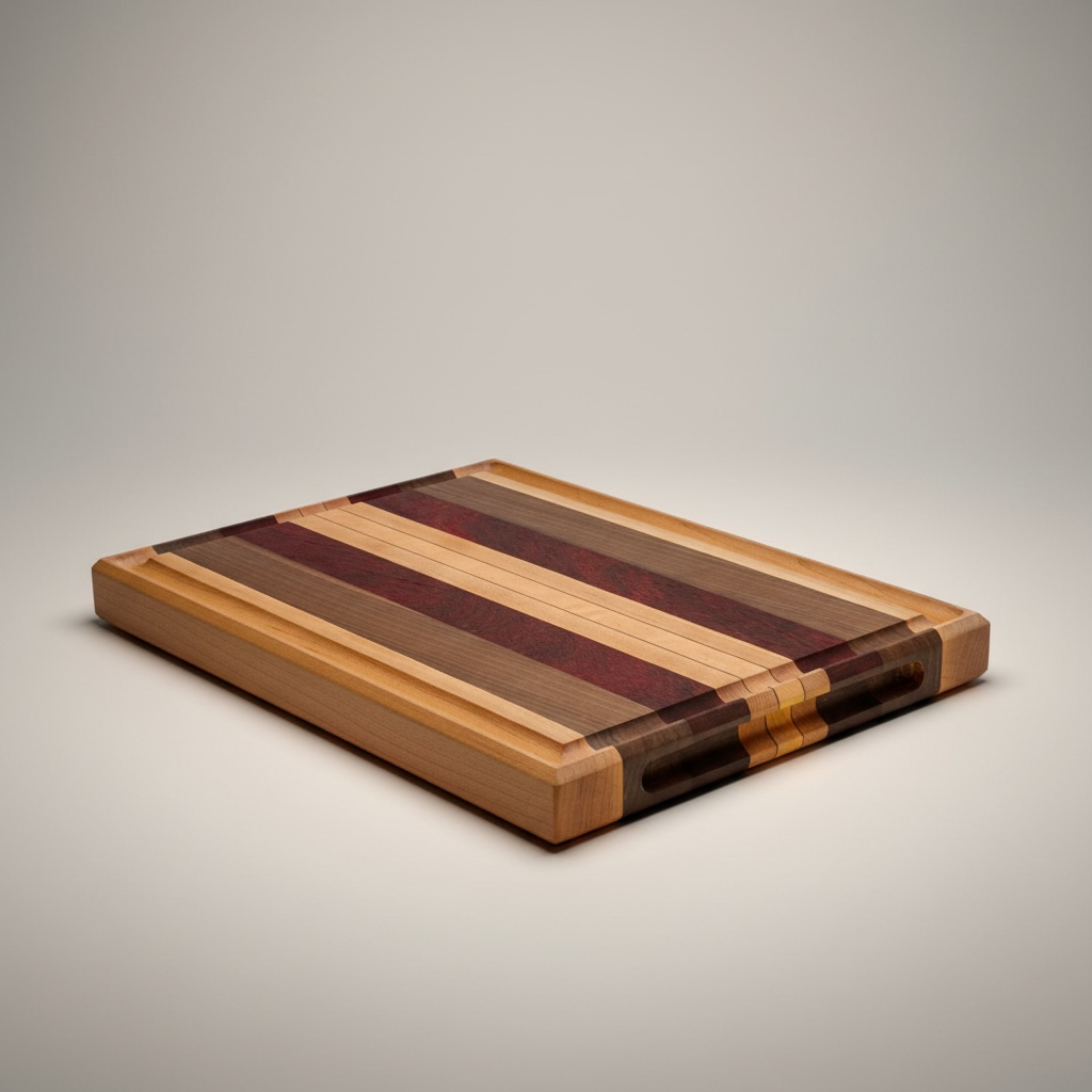 Walnut, Maple, Padauk Edge Grain Cutting Board